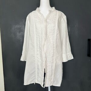 Edward Woman Shirt Womens Size 1X White Linen Classic Breathable Minimalist Chic
